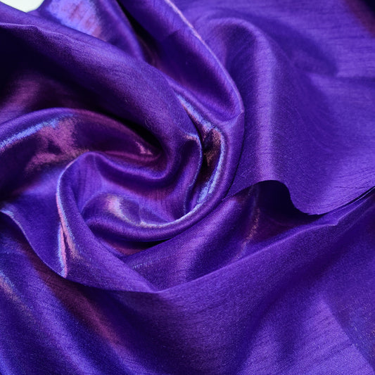 Plain Poly Faux Dupion Raw Silk Satin Finish Dress Craft Patchwork Fabric 44" (Cadbury Purple)