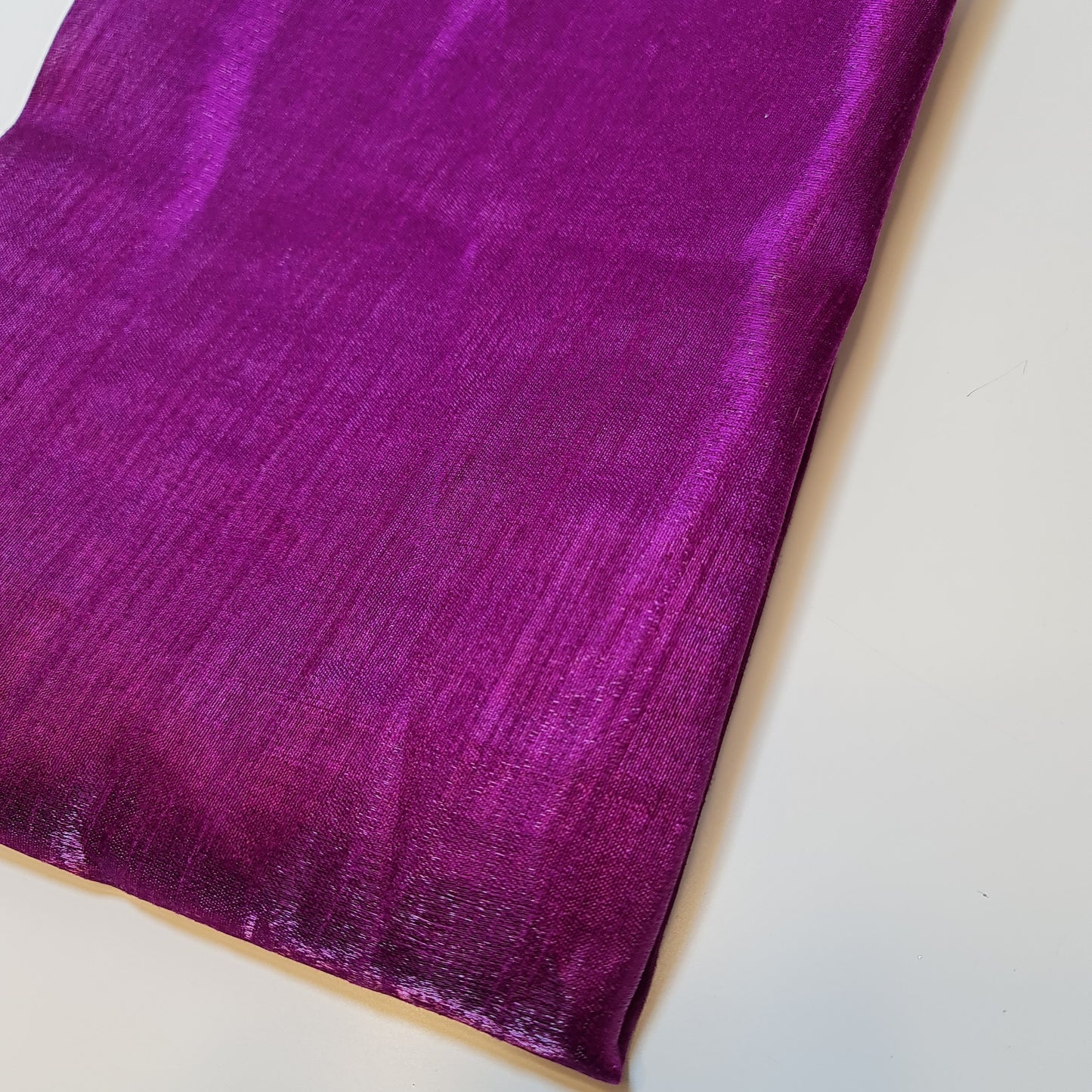 Plain Poly Faux Dupion Raw Silk Satin Finish Dress Craft Patchwork Fabric 44" (Magenta)