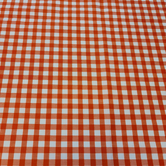 Polycotton Fabric 1/4" Gingham Check Material Dress Craft Uniform Checked 112cm (Orange)