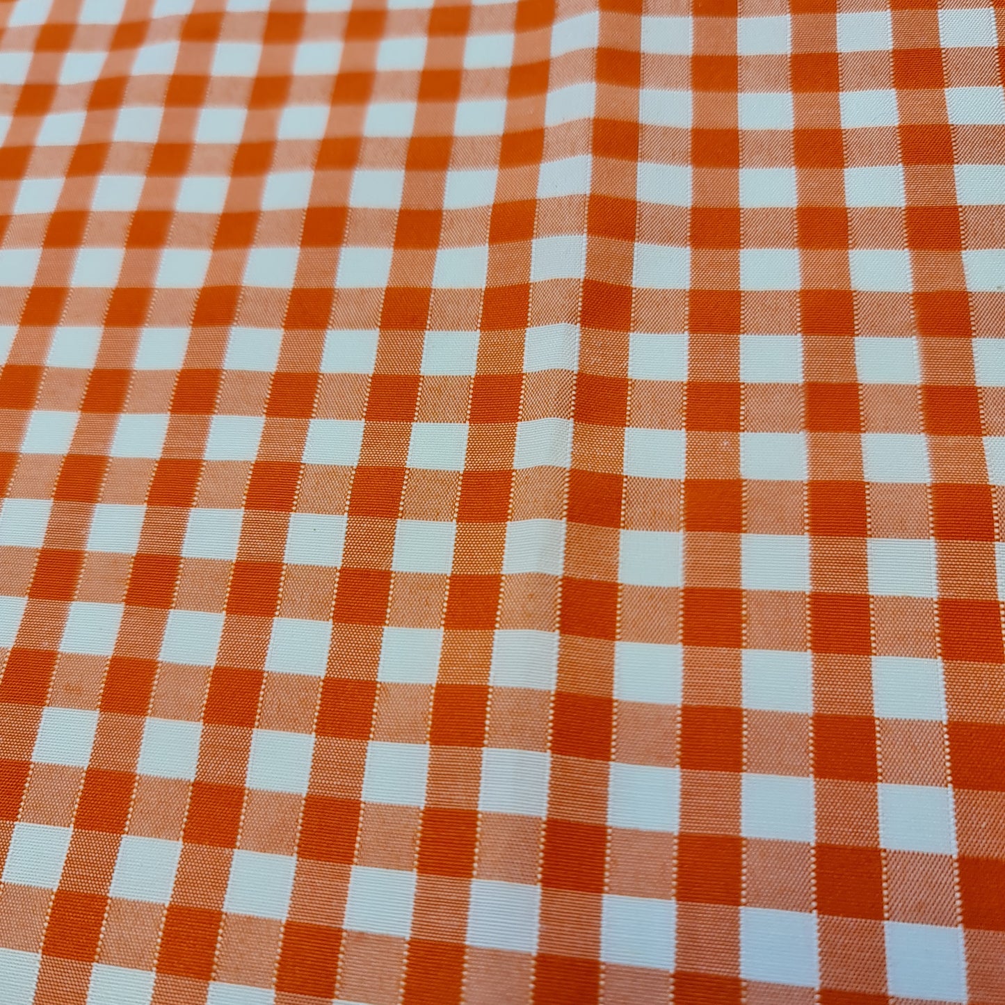 Polycotton Fabric 1/4" Gingham Check Material Dress Craft Uniform Checked 112cm (Orange)