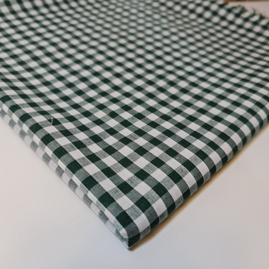 Polycotton Fabric 1/4" Gingham Check Material Dress Craft Uniform Checked 112cm (Bottle Green)