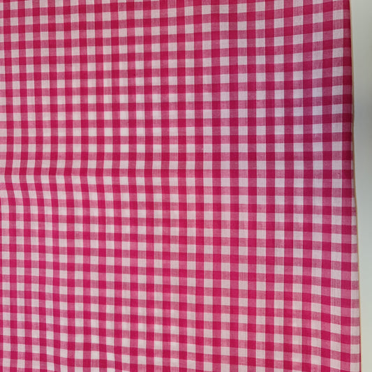 Polycotton Fabric 1/4" Gingham Check Material Dress Craft Uniform Checked 112cm (Cerise)