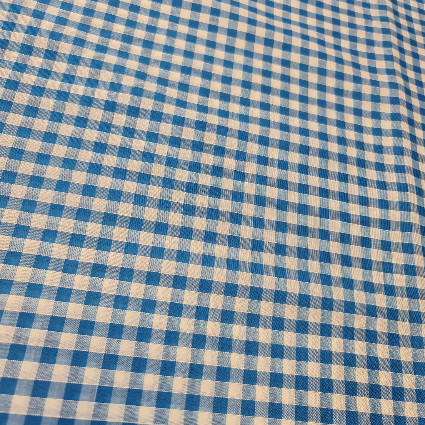 Polycotton Fabric 1/4" Gingham Check Material Dress Craft Uniform Checked 112cm (Kingfisher)