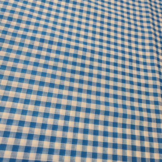 Polycotton Fabric 1/4" Gingham Check Material Dress Craft Uniform Checked 112cm (Kingfisher)