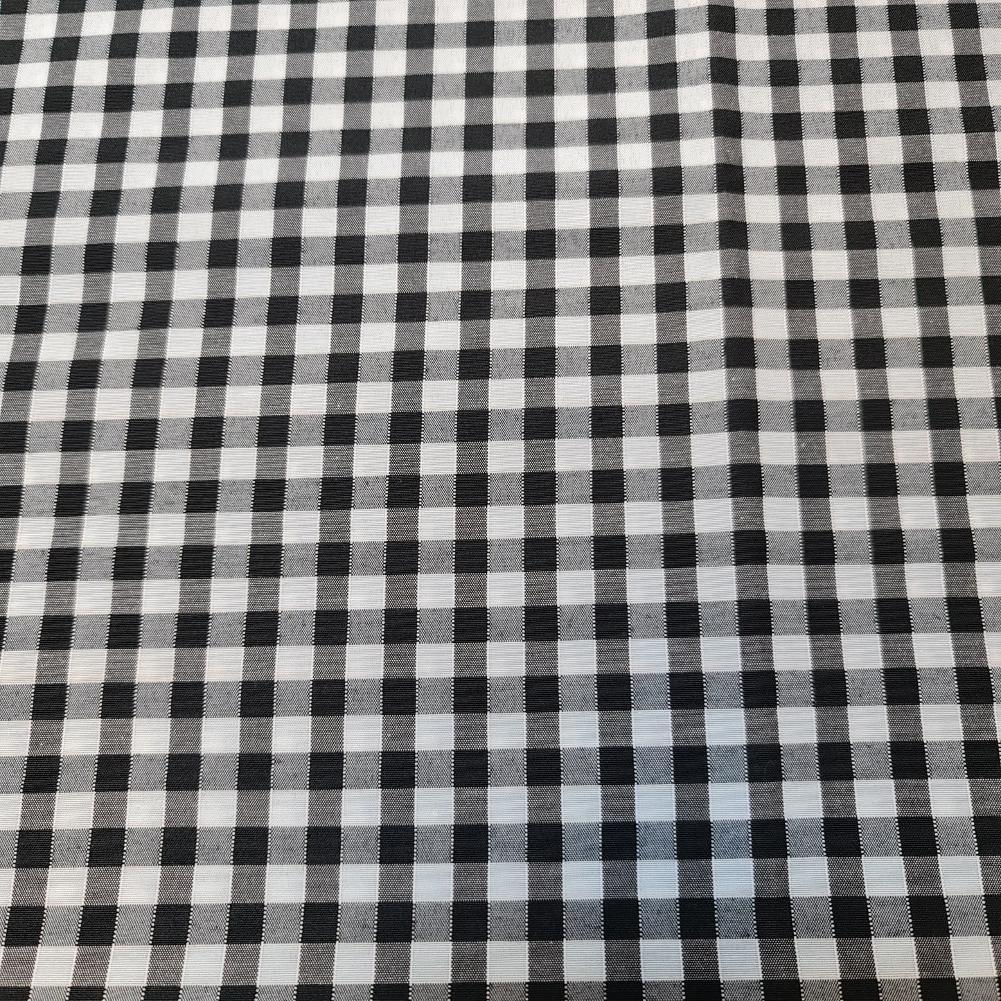 Polycotton Fabric 1/4" Gingham Check Material Dress Craft Uniform Checked 112cm (Black)