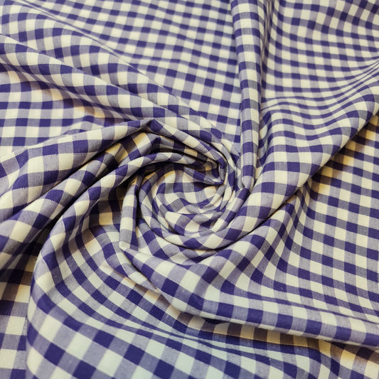 Polycotton-Stoff, 0,6 cm, Gingham-Karomuster, Material für Kleider, Bastelarbeiten, Uniformen, kariert, 112 cm (lila)