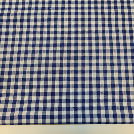 Polycotton Fabric 1/4" Gingham Check Material Dress Craft Uniform Checked 112cm (Royal Blue)