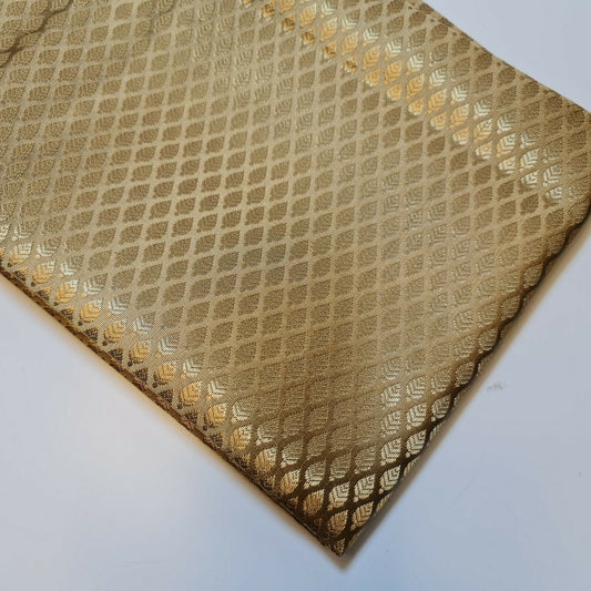Brokatstoff mit Blattgold-Aufdruck, floraler Jacquard-Aufdruck, indischer Banarasi-Stoff, 111,8 cm (Gold).