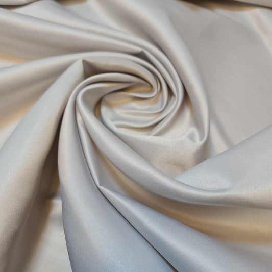 Premium Dull Duchess Bridal Satin Fabric Bridal Dress Prom Material Crepe Back (Silver)