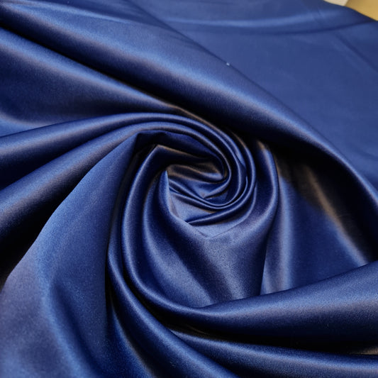Premium Dull Duchess Bridal Satin Fabric Bridal Dress Prom Material Crepe Back (Navy Blue)