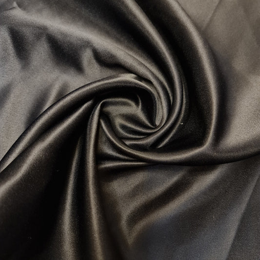 Premium Dull Duchess Bridal Satin Fabric Bridal Dress Prom Material Crepe Back (Black)