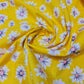 100% Cotton Poplin Daisy Flower Print Fabric Dress Craft Soft Fabric 58" Meter (Yellow Base)