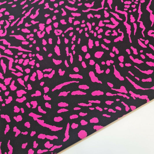 Animal Floral Printed Soft Poly Crepe Dress Drape Craft Fabric 58" By Meter (Pink Panther)