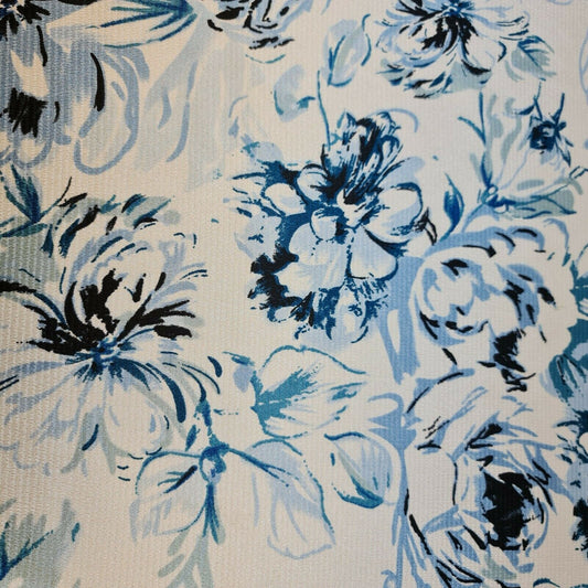 Weißer Satin mit Blumenmuster, weicher, seidiger Oberfläche, bedruckter Stoff für Kleider, 147,3 cm, Meterware