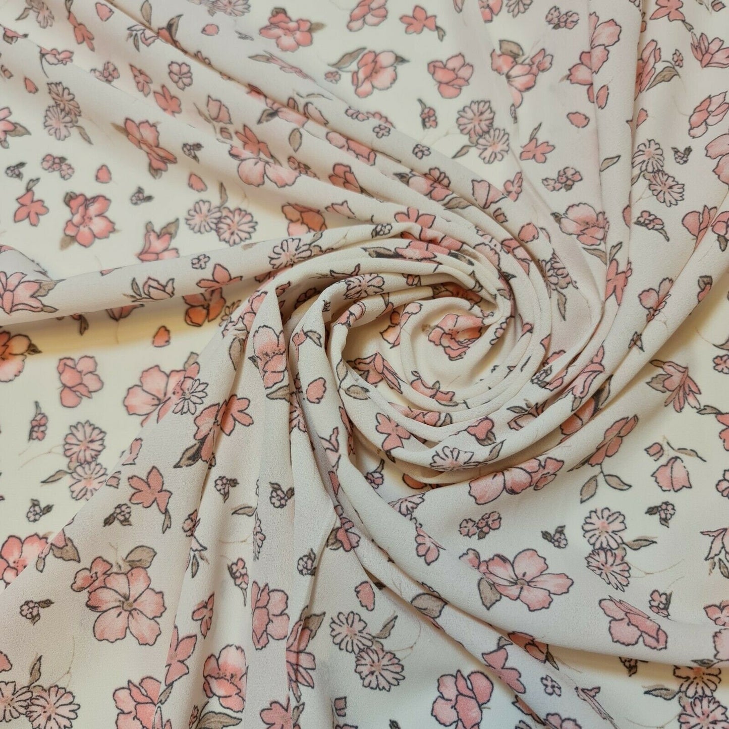 Summer Floral Print Soft Poly Crepe Dress Drape Craft Fabric 58" By The Meter