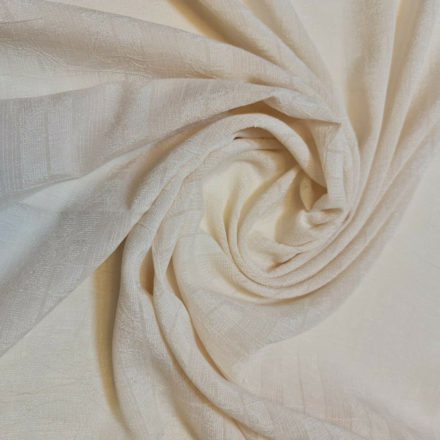 Plain Crepe Cream Jacquard Crinkle Fabric 58" Dress Craft Material By the Meter