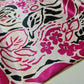 White Satin Soft Silky Finish Fabric Flowers Black Cerise Print Dress Drape 58"