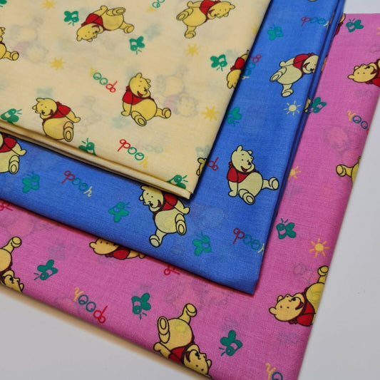 6pcs Polycotton Winnie The Pooh Kids Craft 50x50cm Fat Quarters Material Patchwork, Quilting Fabric