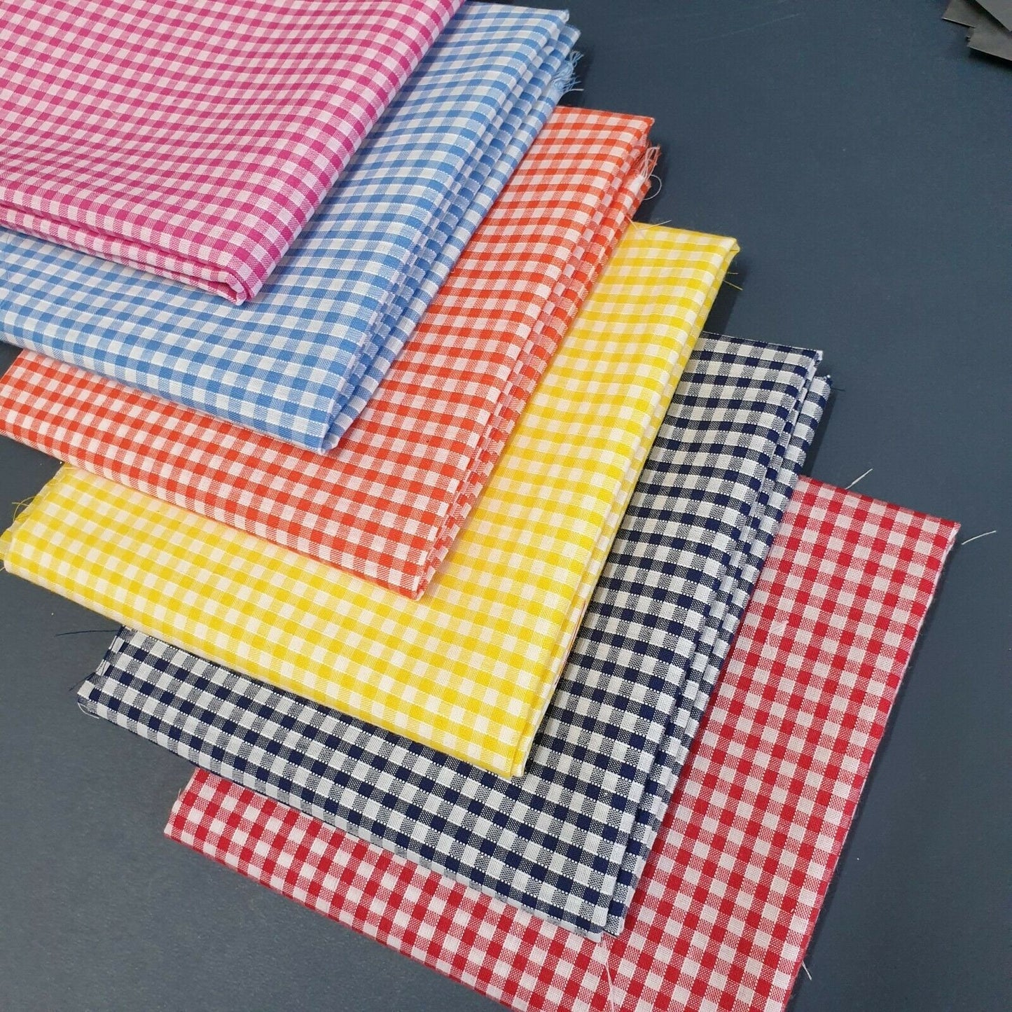 Polycotton-Bündel mit 6 Gingham-Stoffen, 1/4-Karos, Fat Quarter, 50 x 50 cm, Quilting-Patchwork-Material