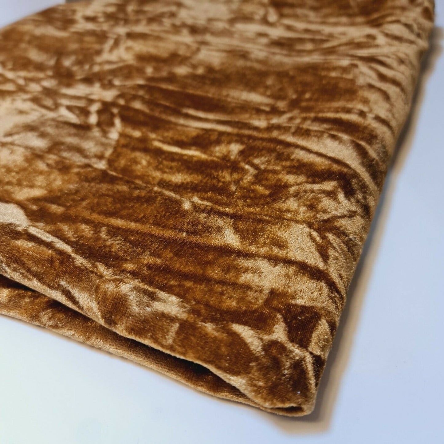 Premium Quality Marble Crushed Velvet Medium Weight Stretch Fabric Material 58" (Old Gold)