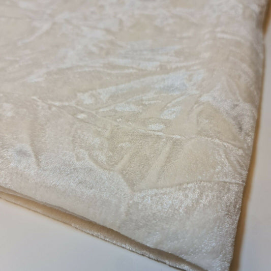 Premium Quality Marble Crushed Velvet Medium Weight Stretch Fabric Material 58" (Ivory)