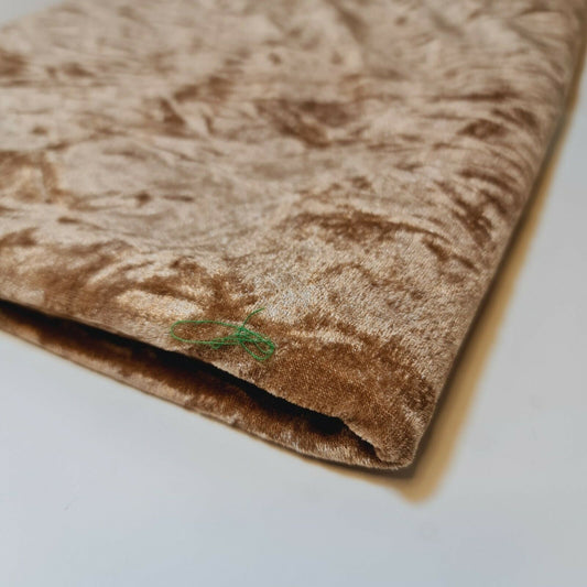 Premium Quality Marble Crushed Velvet Medium Weight Stretch Fabric Material 58" (Camel)