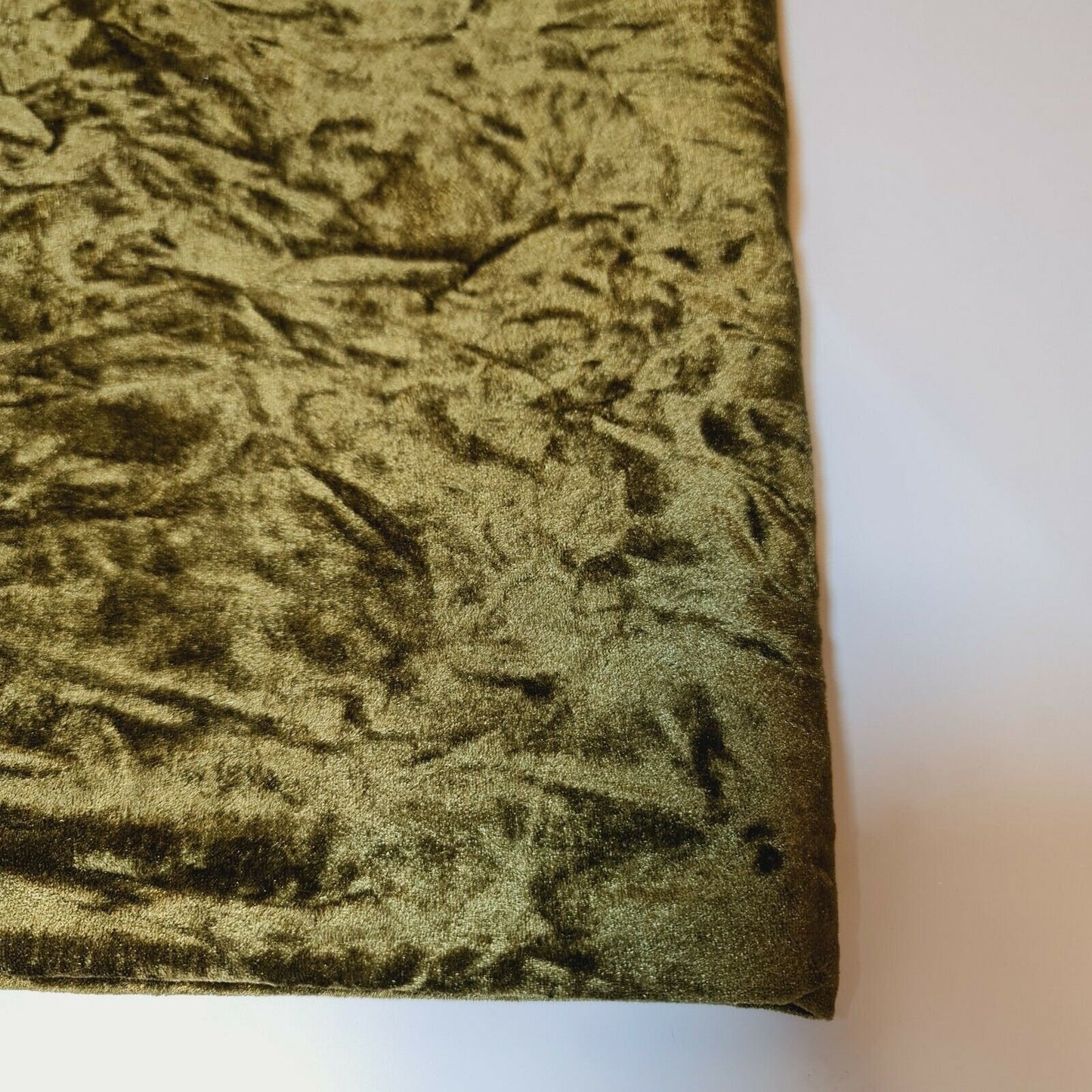 Premium Quality Marble Crushed Velvet Medium Weight Stretch Fabric Material 58" (Olive)