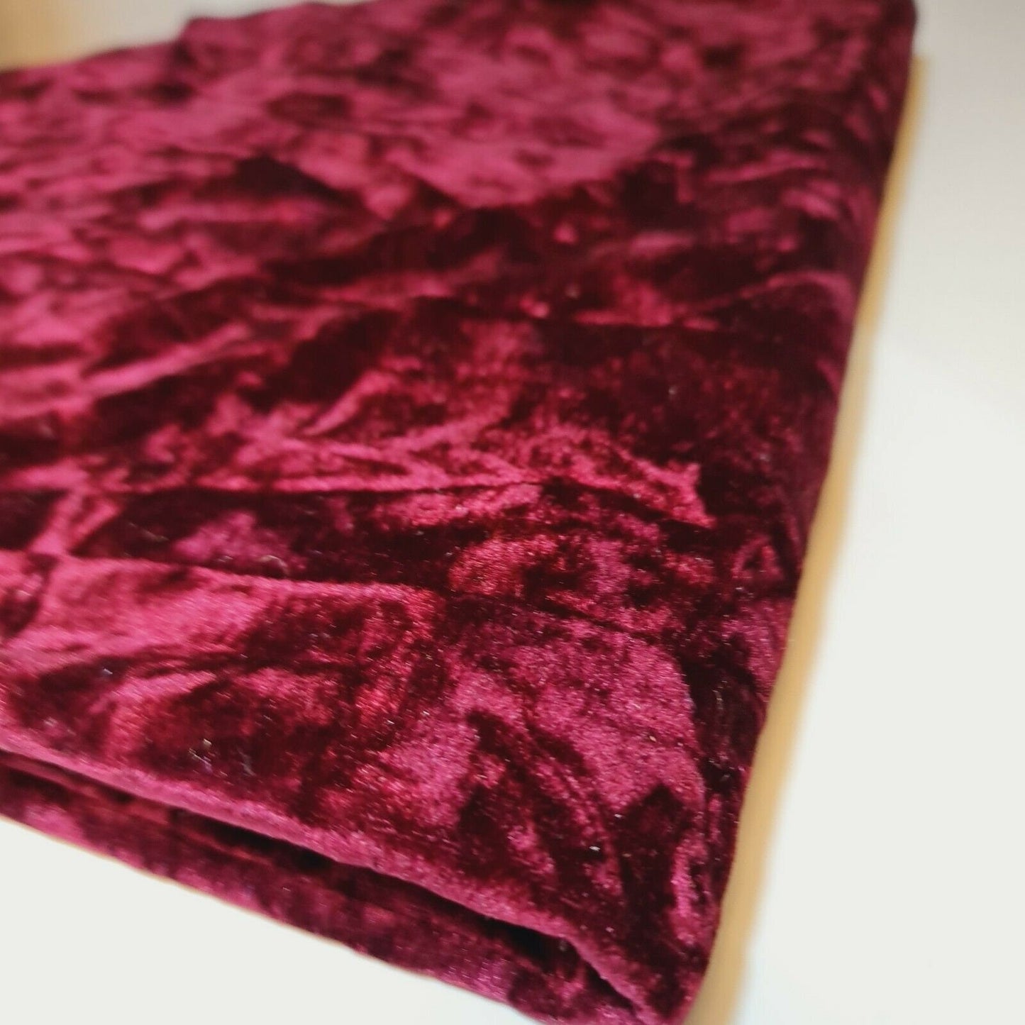 Premium Quality Marble Crushed Velvet Medium Weight Stretch Fabric Material 58" (Burgundy)