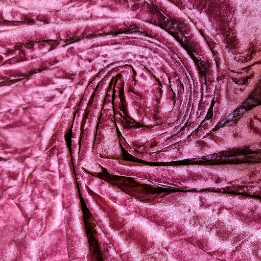 Premium Quality Marble Crushed Velvet Medium Weight Stretch Fabric Material 58" (Plum)