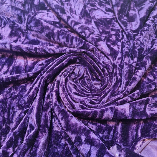 Premium Quality Marble Crushed Velvet Medium Weight Stretch Fabric Material 58" (Cadbury Purple)