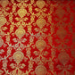 Ornamental Floral Gold Metallic Print Indian Banarasi Brocade Fabric (Red)