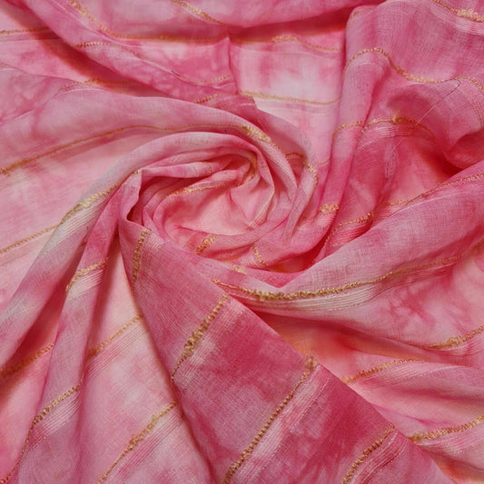 Stoff mit Batikmuster und rosa Wolkenmuster, Polycotton, für Kleider, Drapierungen, Bastelarbeiten, Meterware, 147,3 cm