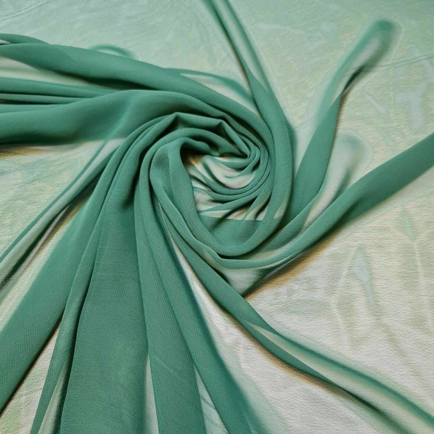 Plain Moss Crepe Fabric Premium Dyed Dress Drape Decor Craft Fabric By Meter 44" (Bottle Green)