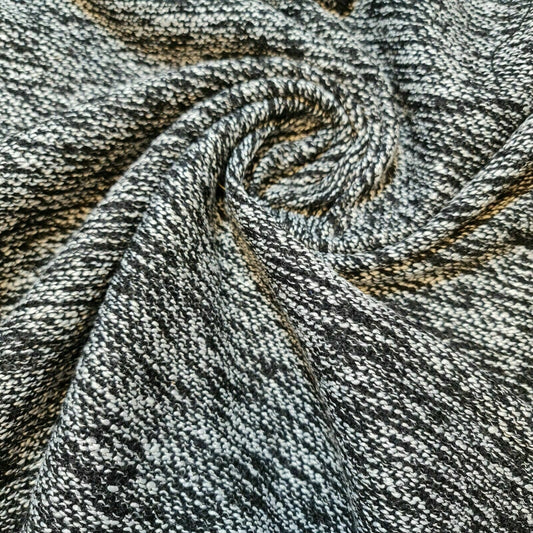 Hochwertiger Wollmischstoff in Salz- und Pfefferfarbe, für Polster, Vorhänge und Kleider, Meterware, 147,3 cm