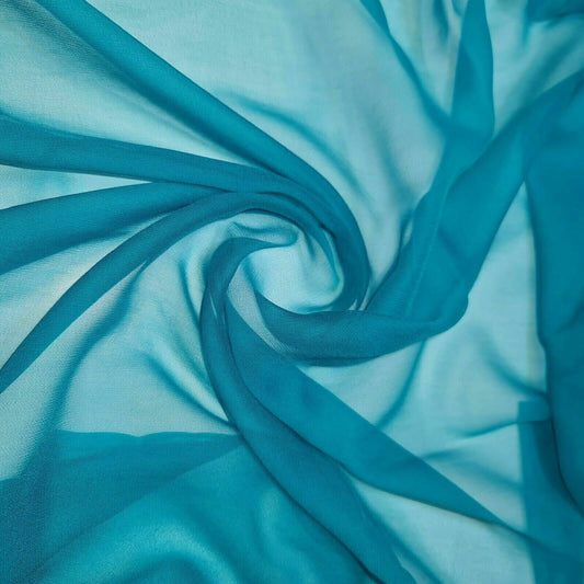 Vintage Japan Crepe Chiffon Georgette transparent Dekor Drape Kleid Stoff 36" Meter (Jade)