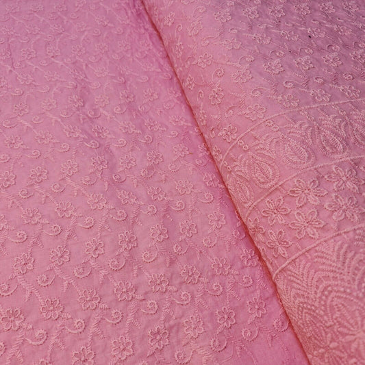 NEU FRÜHLING: 100 % Baumwollbatist, Broderie Anglaise-Stickerei, Kleider-Bastelstoff, 111,8 cm (Pink)