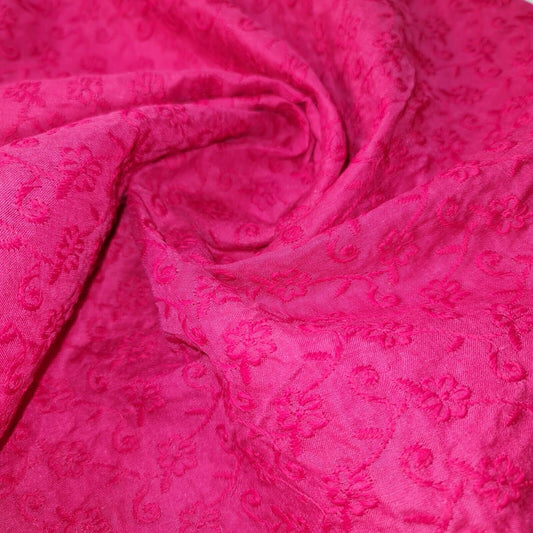 NEW SPRING 100% Cotton Lawn Broderie Anglaise Embroidery Dress Craft Fabric 44" (Hot pink)