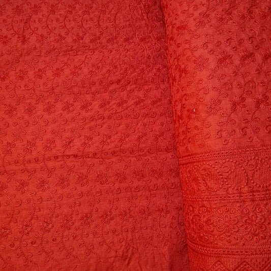 NEU FRÜHLING 100 % Baumwollbatist mit Lochstickerei, Kleider- und Bastelstoff, 111,8 cm (rot)