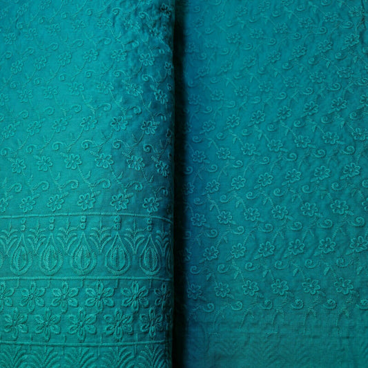 NEU FRÜHLING, 100 % Baumwollbatist, Broderie Anglaise Stickerei, Kleiderbastelstoff, 111,8 cm (Jade)