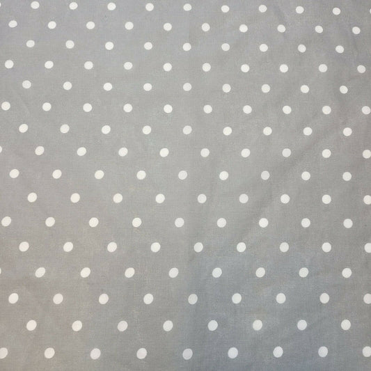 Stoff mit gepunktetem Erbsen-Pin-Spot-Print, Polycotton-Material, Meterware, 111,8 cm (grau)