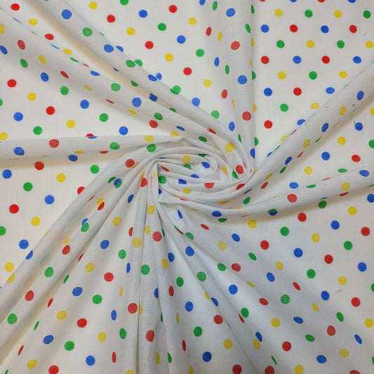 Pea Pin Spot Spotty Dot Print Fabric Polycotton Material By the Meter 44" (White Multi Spot)