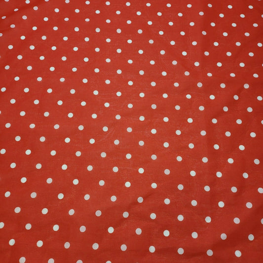 Pea Pin Spot Spotty Dot Print Fabric Polycotton Material By the Meter 44" (Red)