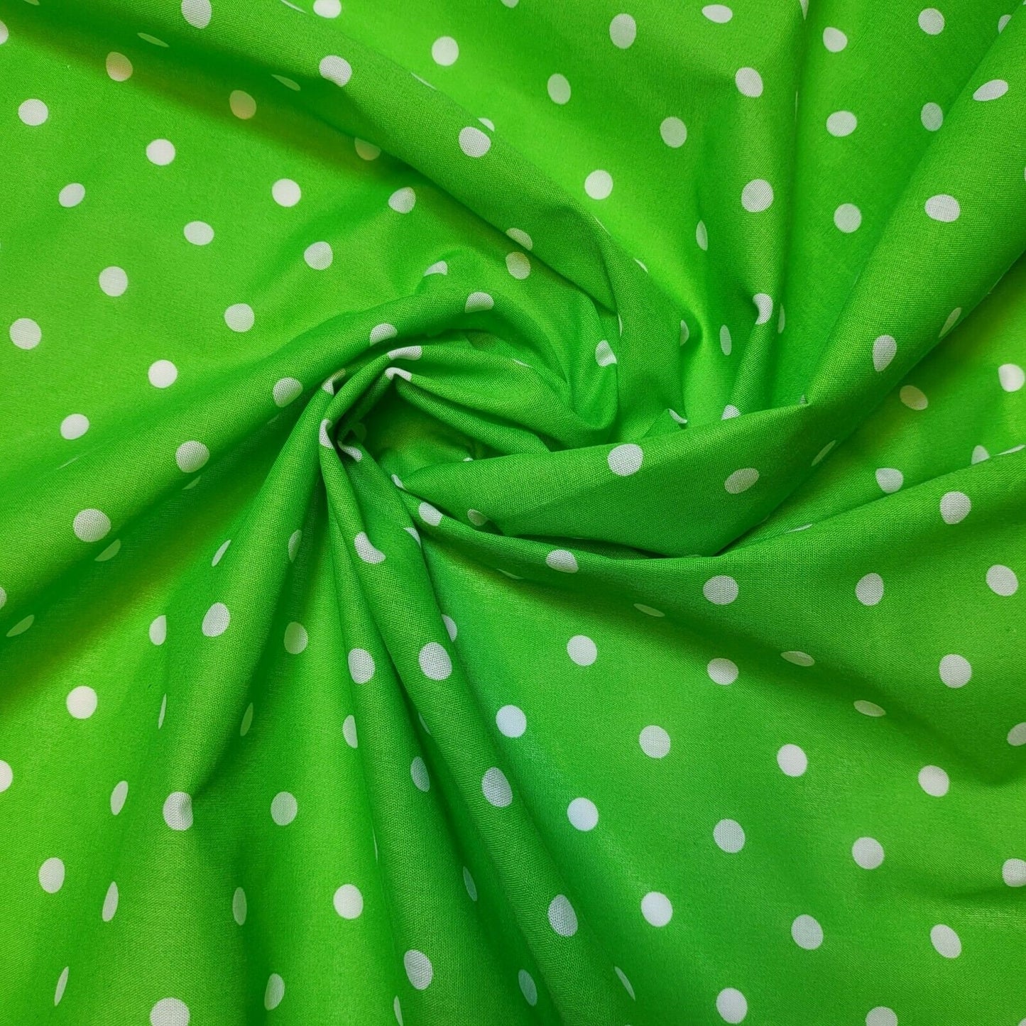 Pea Pin Spot Spotty Dot Print Fabric Polycotton Material By the Meter 44" (Green)