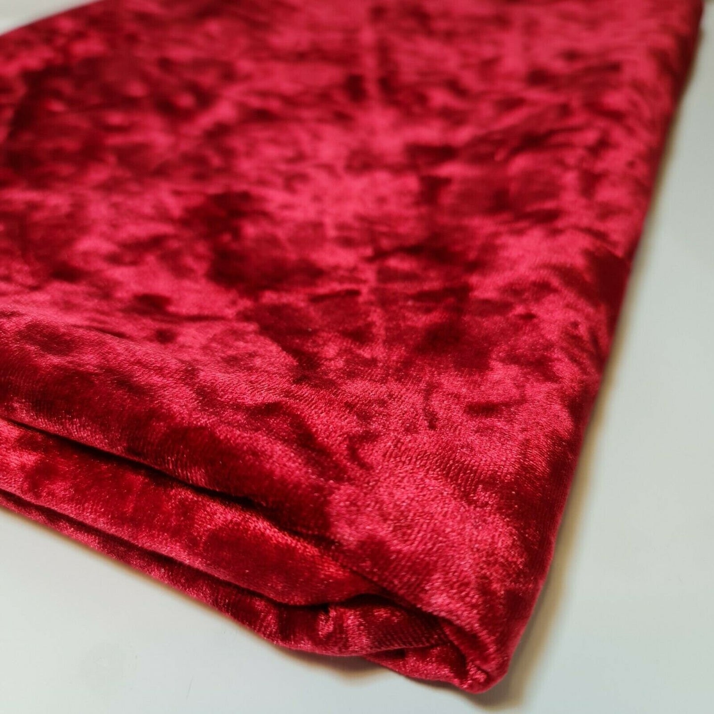 Plain Velvet Fabric Premium Frushed Stretch Dress Craft Wedding Material 60" (Red)