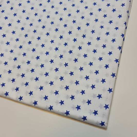 100% Cotton Poplin White Star Print Soft Dress Craft Material Fabric Meter 44" (Print -5)