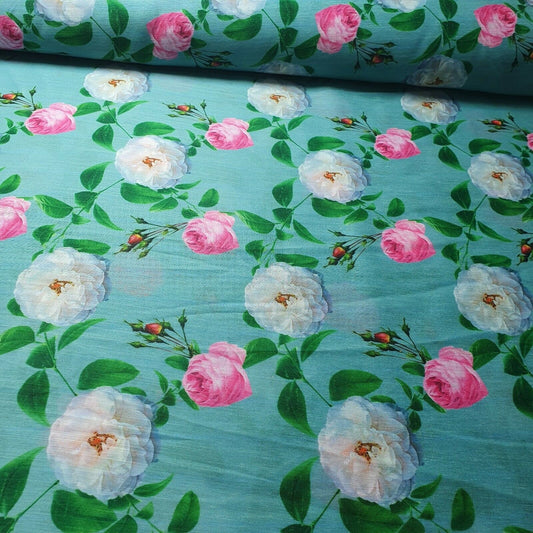 Digital Floral Print Muslin Polyester Soft Dress Drape Craft Fabric 44" By Meter (Design 1)