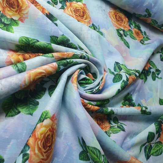 Digital Floral Print Muslin Polyester Soft Dress Drape Craft Fabric 44" By Meter (Design 4)