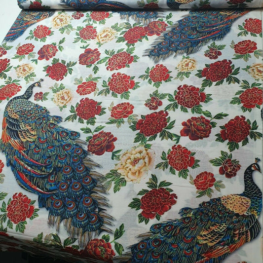 Digital Floral Print Muslin Polyester Soft Dress Drape Craft Fabric 44" By Meter (Design 9)