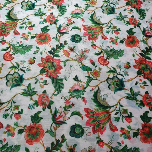 Digital Floral Print Muslin Polyester Soft Dress Drape Craft Fabric 44" By Meter (Design 12)