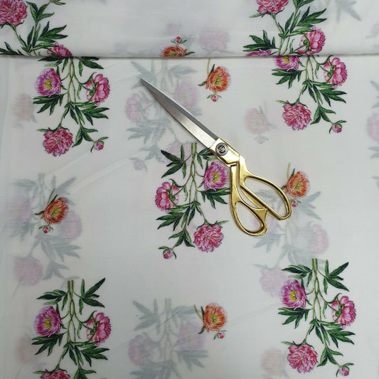 Digital Floral Print Muslin Polyester Soft Dress Drape Craft Fabric 44" By Meter (Design 13)
